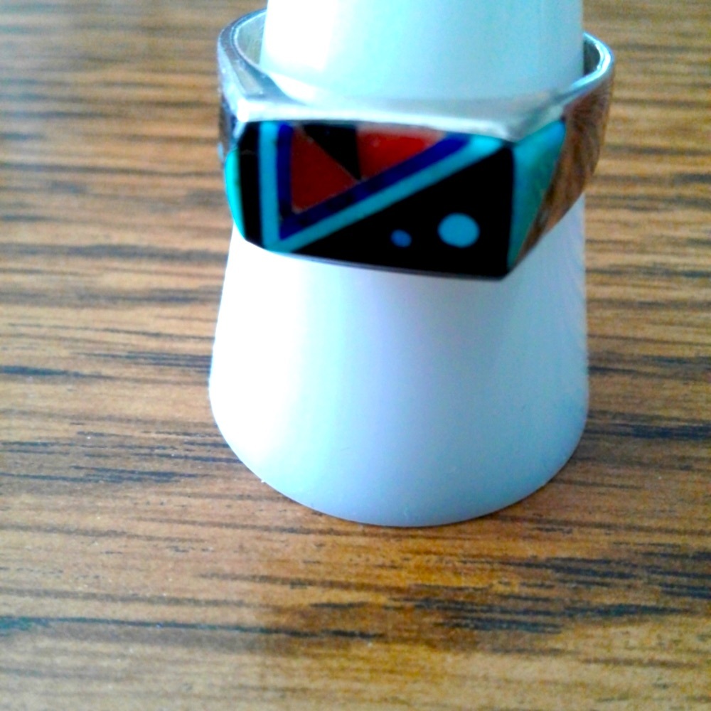 Vintage Native American Zuni Multistone Ring - Picture 9 of 11